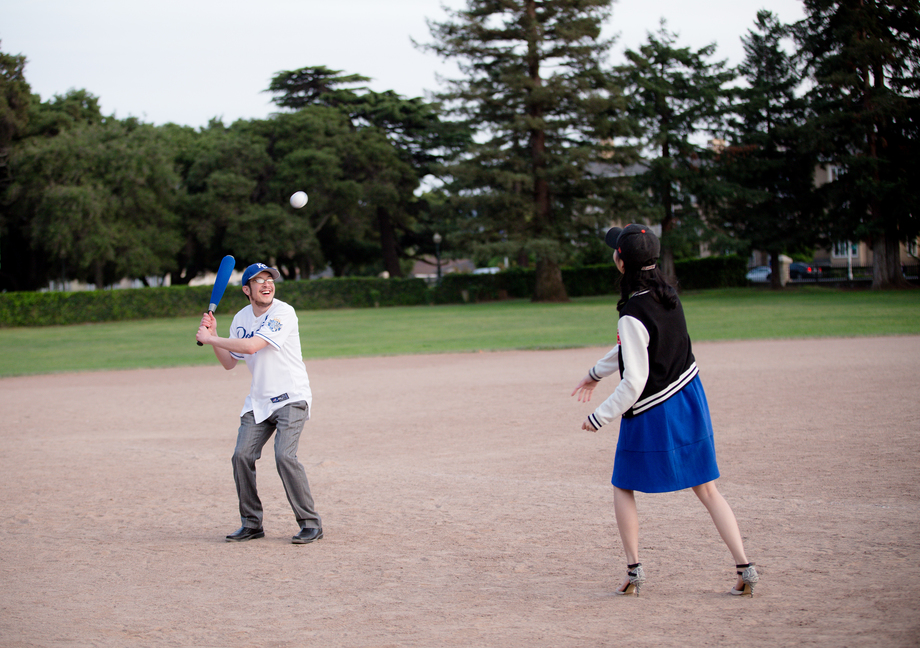 Baseball fun - Engagement session in San Mateo