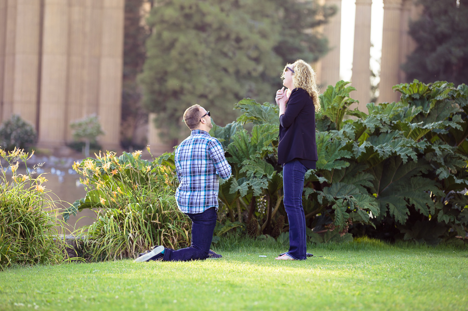She said yes! Proposal photography at the Palace of Fine Arts, San Francisco