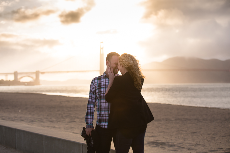 Golden Gate Bridge around sunset - surprise proposal photography
