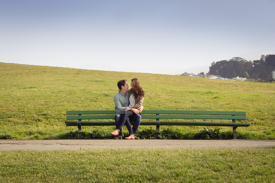 At last, a bench shot - Alamo Square engagement photography
