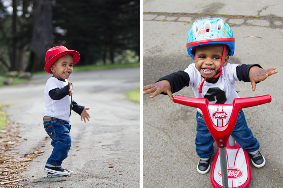 Baby photos of two-year-old on scooter