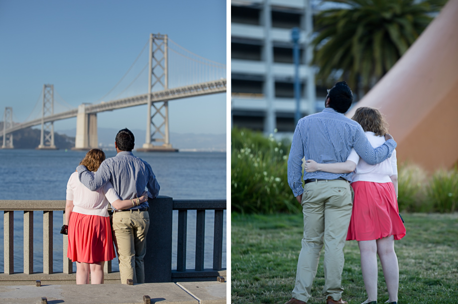 In front of the Bay Bridge and under Cupids Span, just before proposing