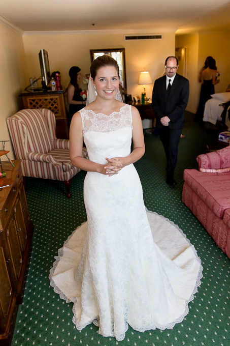 Bride getting ready in her bridal suite at the Stanford Park Hotel