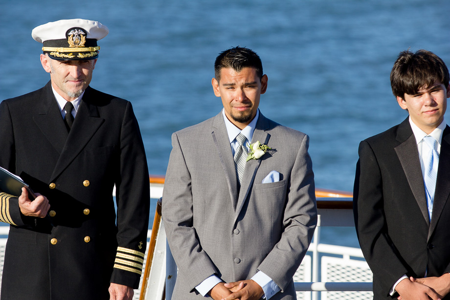 Groom and captain of the cruise ship at the altar