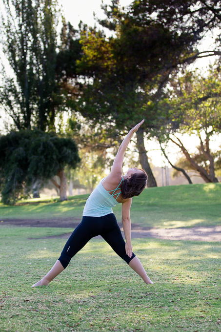 Yoga pose in the park - maternity portrait photography session