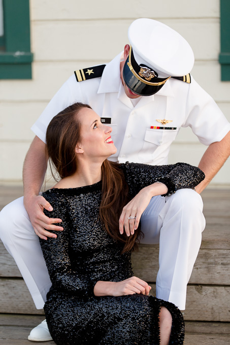 Aubrianna looking up at her United States Navy lieutenant fiance - every girls dream!
