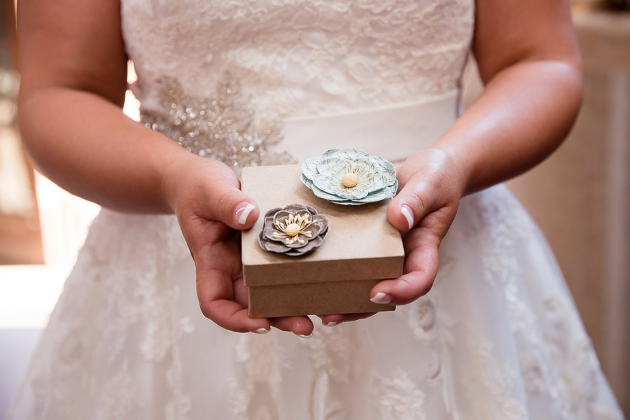 Bride with gifts for the bridesmaids