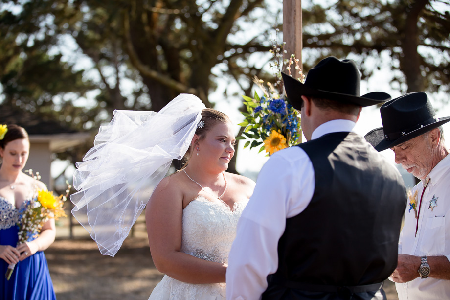 Wedding ceremony at country ranch in Bodega Bay