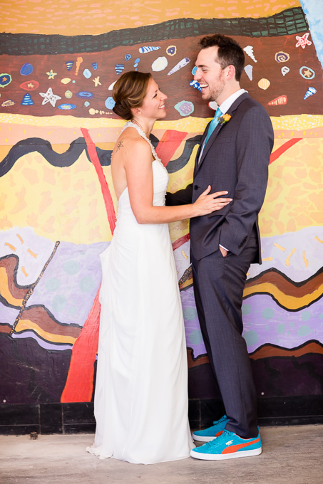 Colorful and fun wedding picture at Randall Museum
