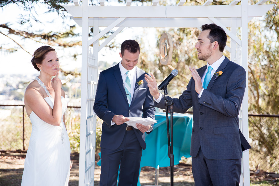 Cute couple loves making funny body language at this emotional ceremony