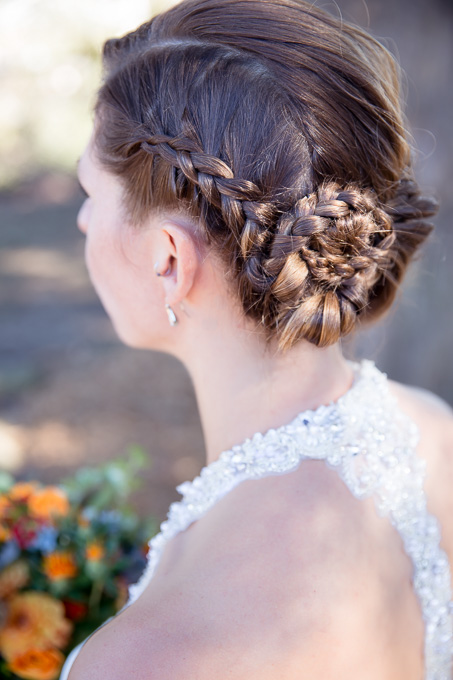 Stunning braids for an elegant up-do, bridal portrait at Randall Museum