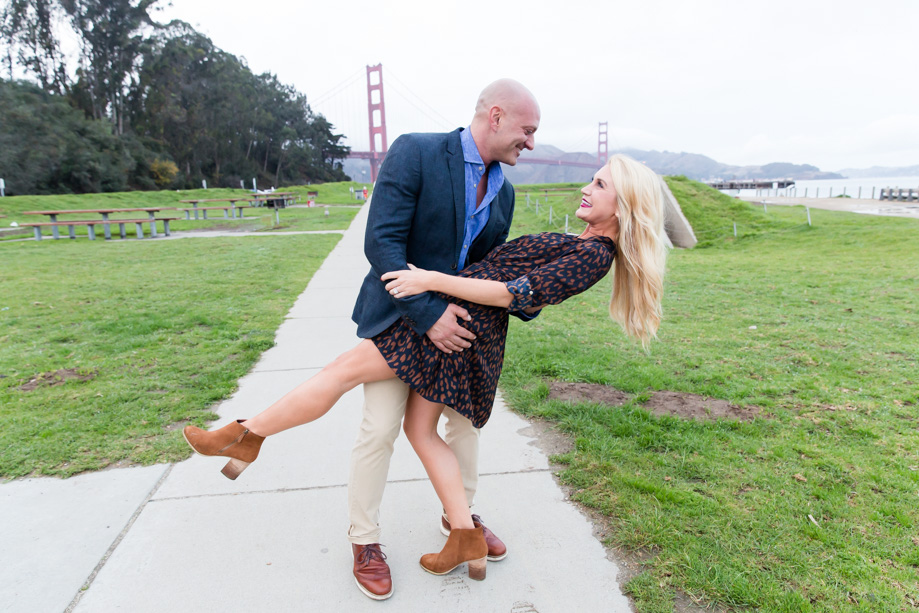 Couple dancing in front of Golden Gate Bridge!