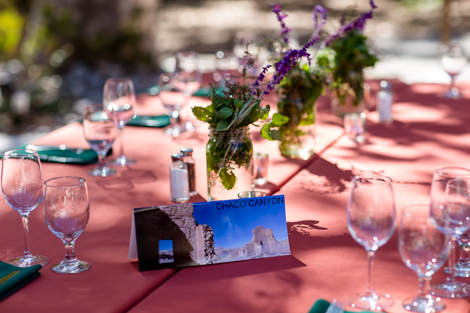 table placard with photo of Chaco Canyon, taken by the groom