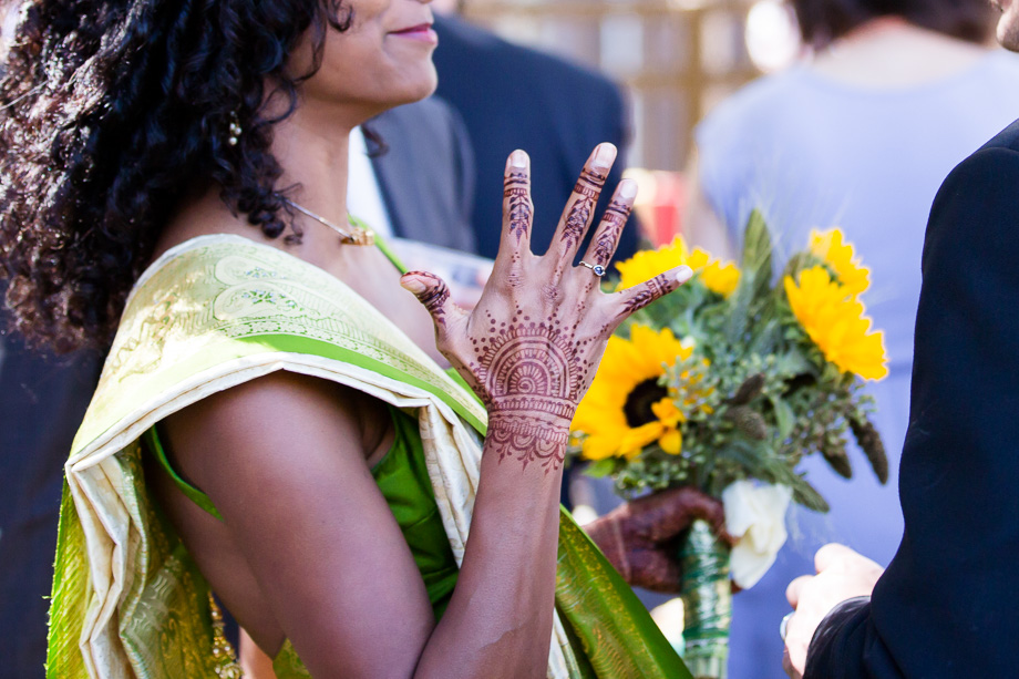 beautiful henna pattern on brides hand
