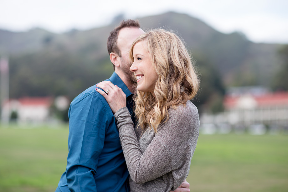 cute romantic laughing engagement photo at Cavallo Point