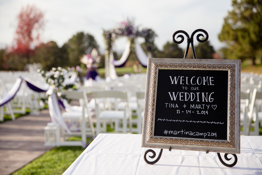 Lovely welcome sign at Tina and Martys wedding martinacamp2014