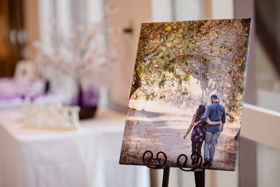 Engagement photo canvas at the reception site taken by A Tale Ahead Photography at Sharon Park