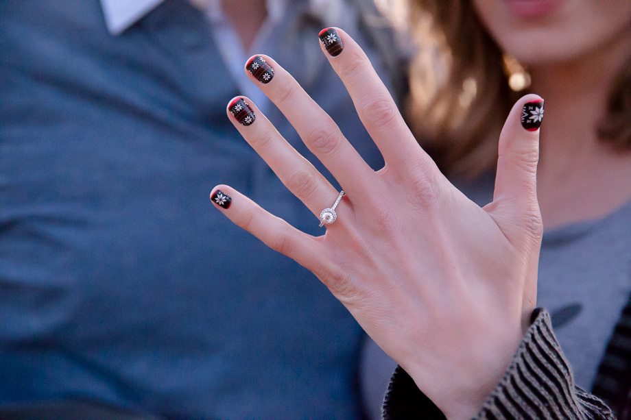 pretty nails and engagement ring - surprise proposal