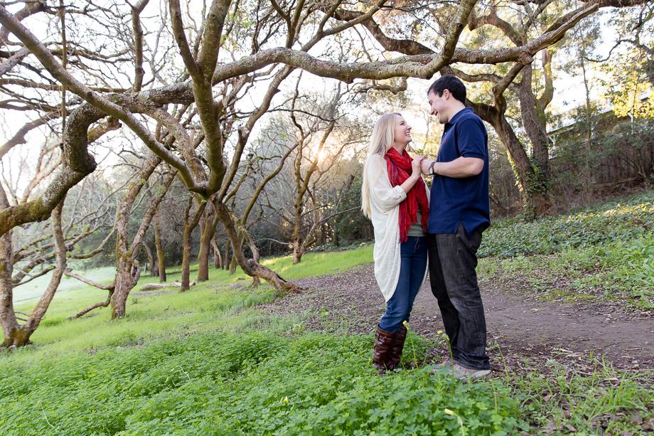 Romantic engagement photo in the woods - bay area engagement photographer