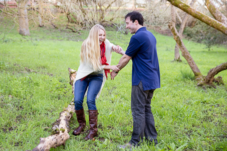 playful and fun engagement photo - behind the scene photo