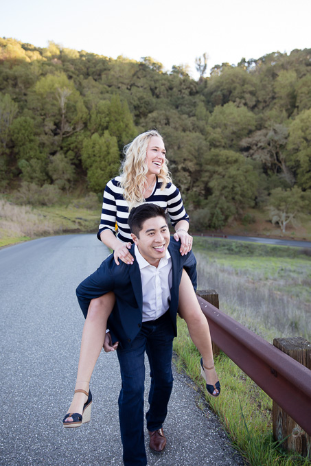 Piggyback ride at foothills park - cute engagement photo