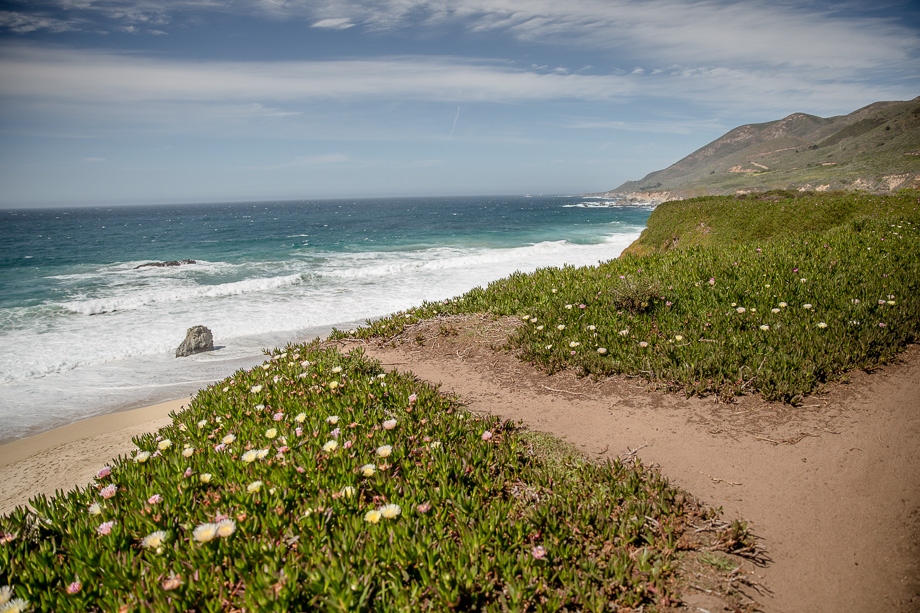 Trail along cliffs overlooking Garrapata State Beach near Carmel-by-the-Sea