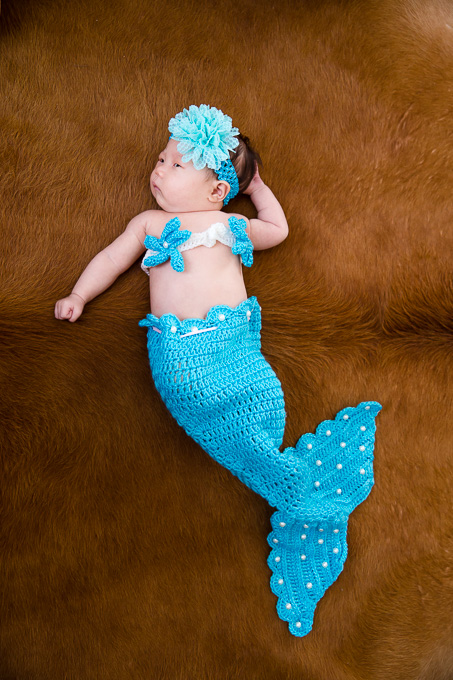cute little one month mermaid newborn photo