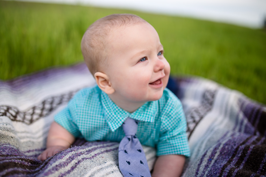 super cute 6 month old boy wearing a tie - bay area baby photos in palo alto