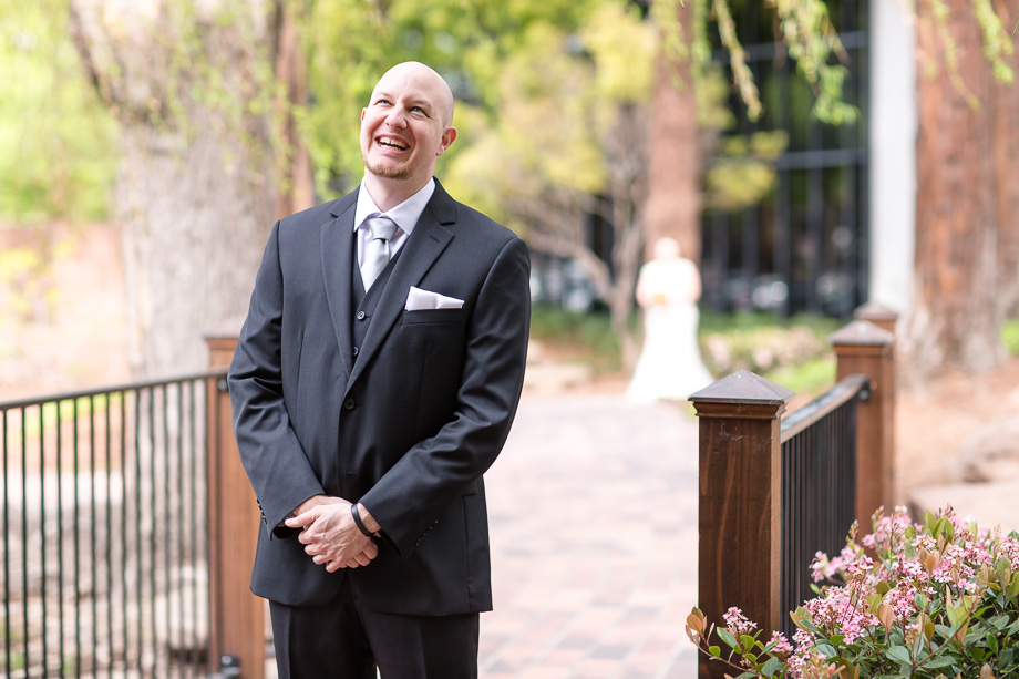 first look - groom was really excited to see his bride