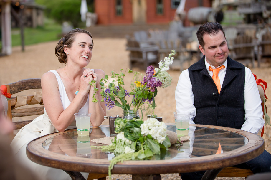 bride and groom during reception at long branch saloon and farms