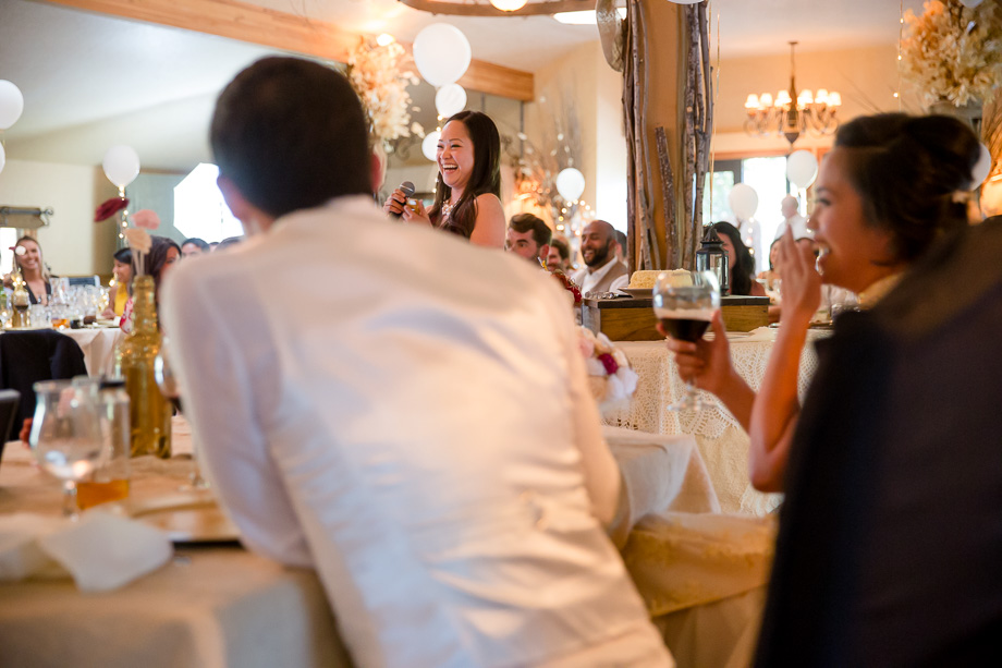 bridesmaid giving a hilarious toast