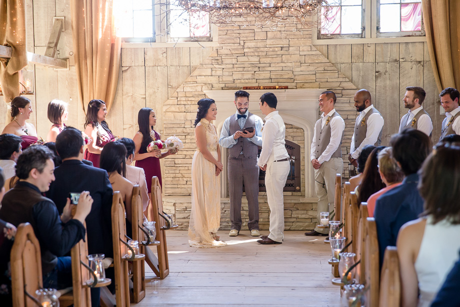 a sweet wedding ceremony officiated by bride and grooms friend