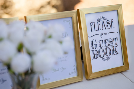 gold guest book sign