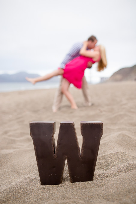 romantic beach engagement photo - SF baker beach