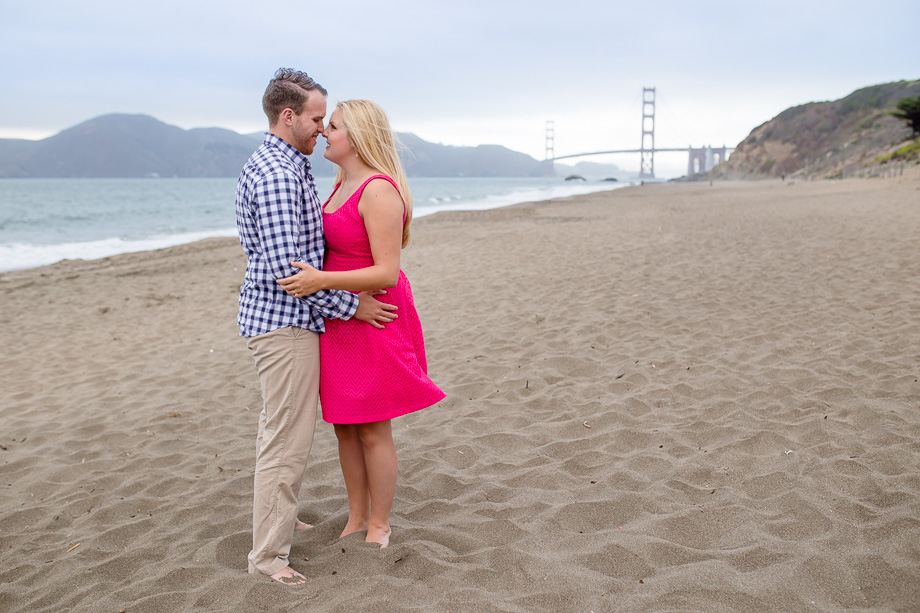 empty and quiet baker beach engagement pic