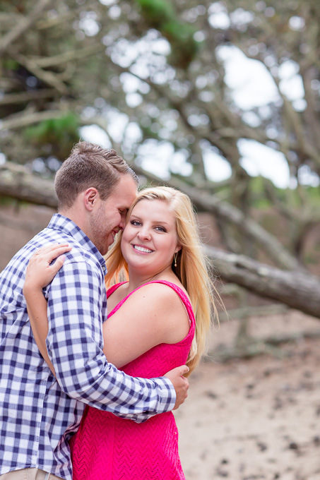 bay area engagement photo - woods and beach