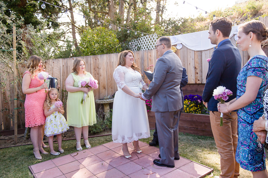 intimate backyard wedding ceremony