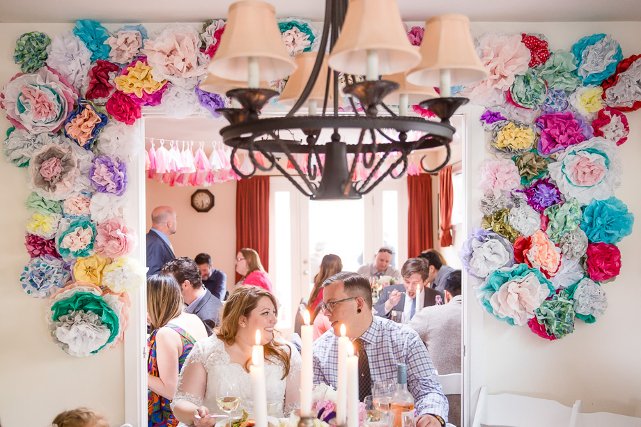 DIY flower arch wall for newlyweds head table