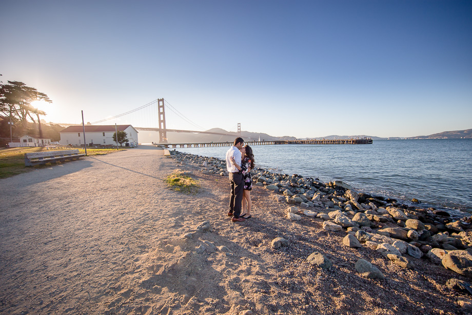 couple portrait at Crissy Field during sunset