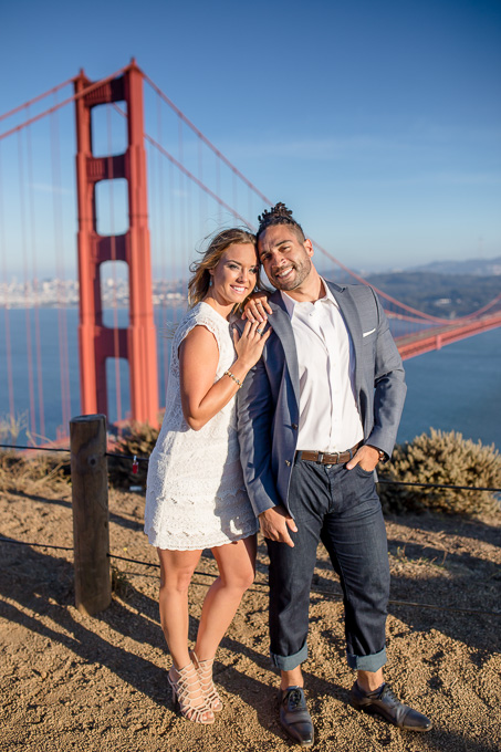 engagement photo in front of golden gate bridge