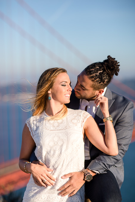 engagement photo in front of Golden Gate Bridge