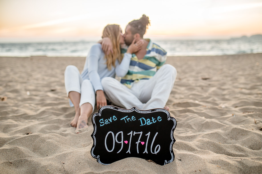 DIY save the date sign - romantic beach photo
