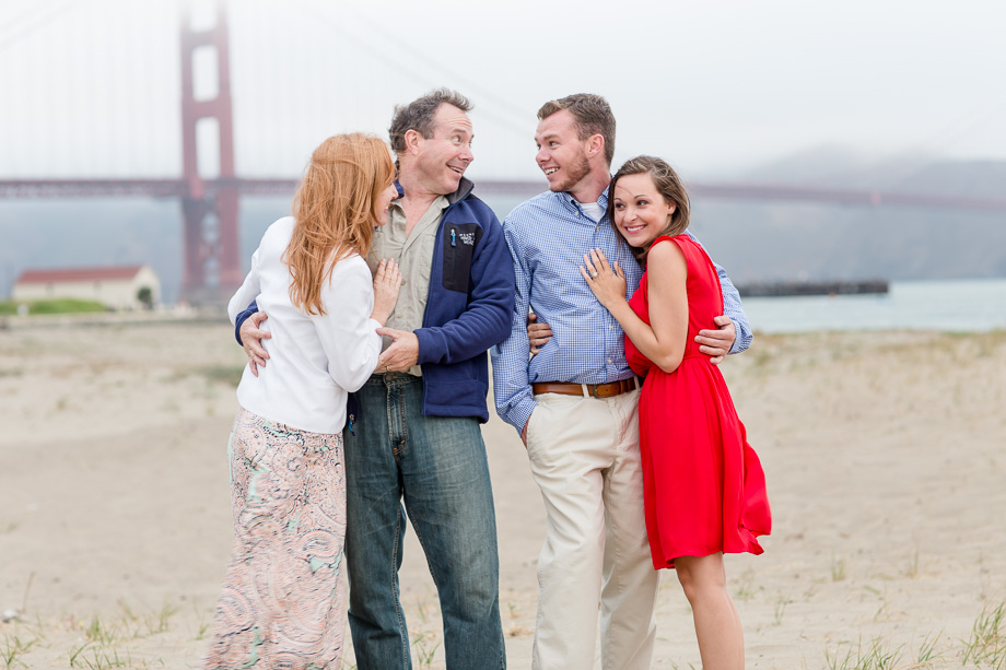 a super sweet family photo in front of the GGB