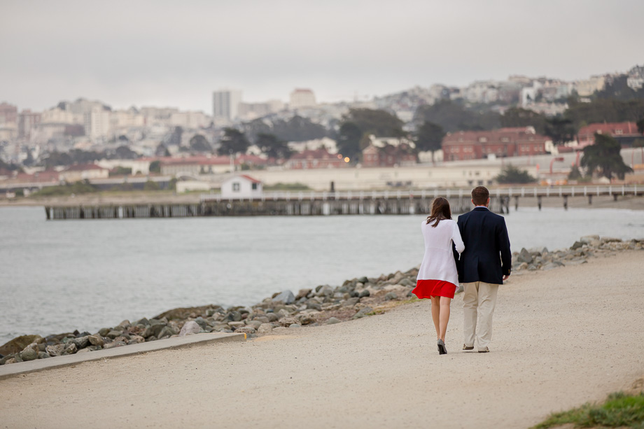 couple walking along the water in SF