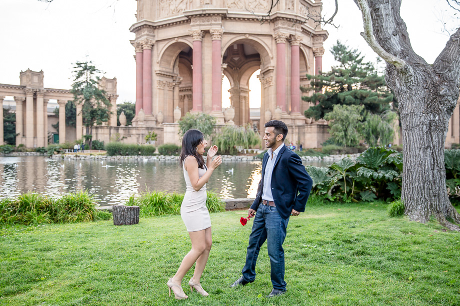 completely in shock - San Francisco Palace of Fine Arts Surprise Proposal Photography