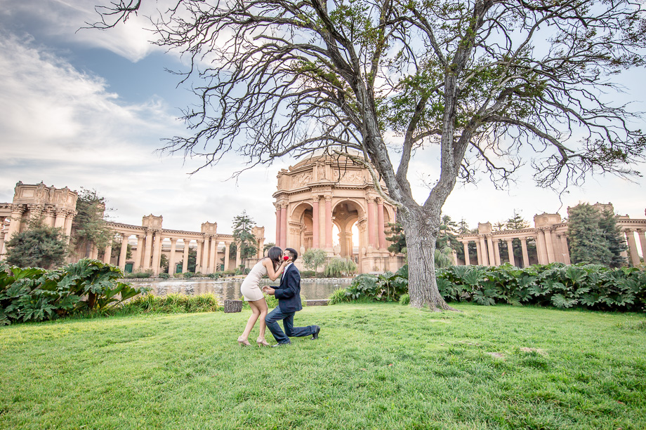 romantic palace of fine arts surprise marriage proposal - san francisco proposal photographer