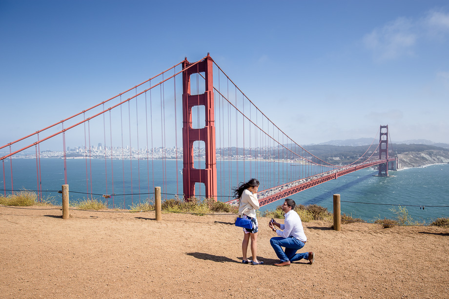 Battery Spencer surprise proposal - a stunning view of the Golden Gate Bridge