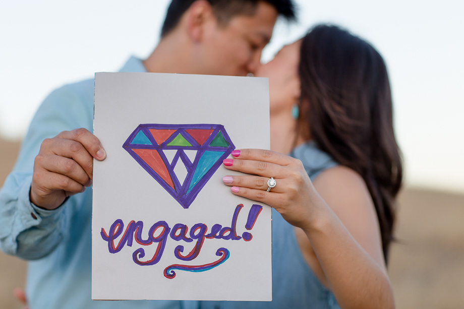 cute DIY engaged sign for save the date photos