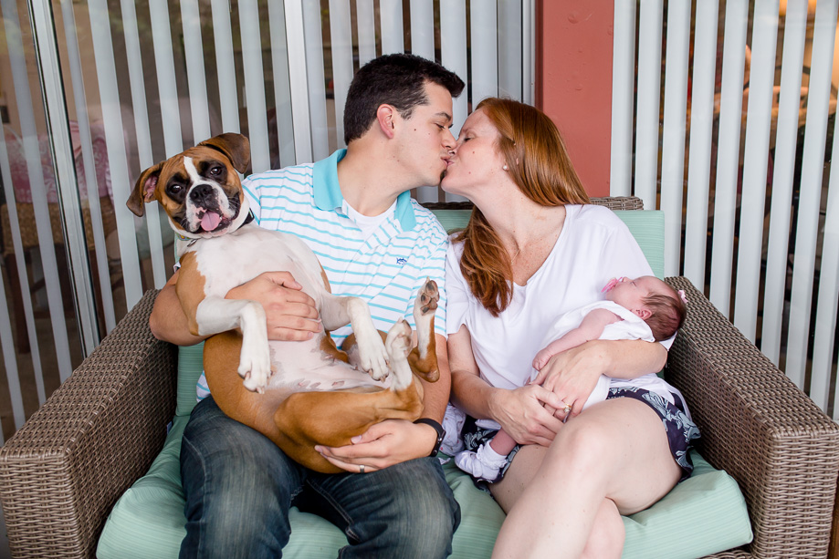 super cute family photo with the puppy and newborn baby girl - bay area lifestyle family photographer