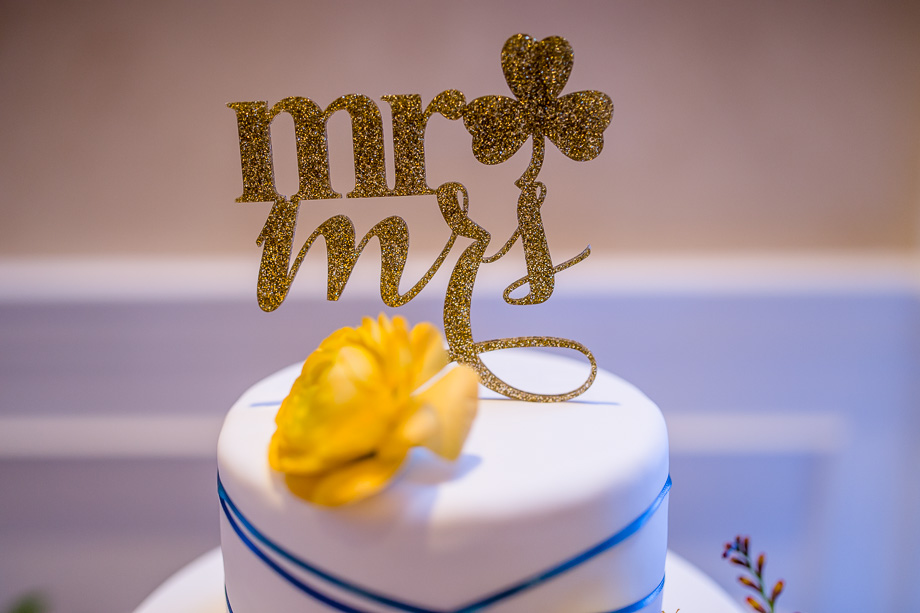 glamorous gold glitter wedding cake topper - mr and mrs cake topper